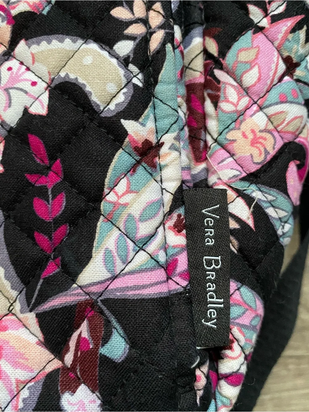 Vera Bradley Black Quilted Botanical  Paisley Mini Backpack